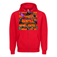 Red halloween witch hats leopard seamless pattern Zipper Hoodie - BundleAndBundleShop