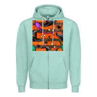 Seafoam halloween witch hats leopard seamless pattern Zipper Hoodie - BundleAndBundleShop