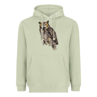 Matcha Great Horned Owl Heavyweight Hoodie - LillyAllenDesigns