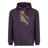 Plum Great Horned Owl Heavyweight Hoodie - LillyAllenDesigns