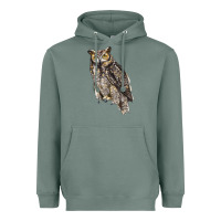Sage Great Horned Owl Heavyweight Hoodie - LillyAllenDesigns