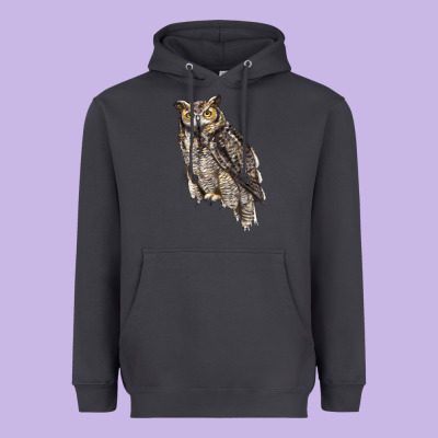 Great Horned Owl Heavyweight Hoodie Designed By Lillyallendesigns