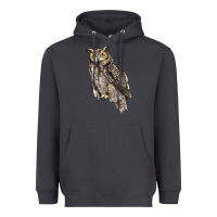 Smoke Great Horned Owl Heavyweight Hoodie - LillyAllenDesigns
