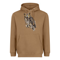 Toasted Coconut Great Horned Owl Heavyweight Hoodie - LillyAllenDesigns