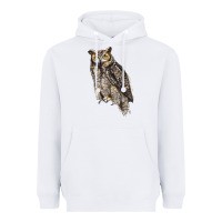 White Great Horned Owl Heavyweight Hoodie - LillyAllenDesigns