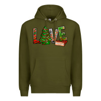 Army Green Love Christmas tree cake Premium Hoodie - NancyCooperArtShop