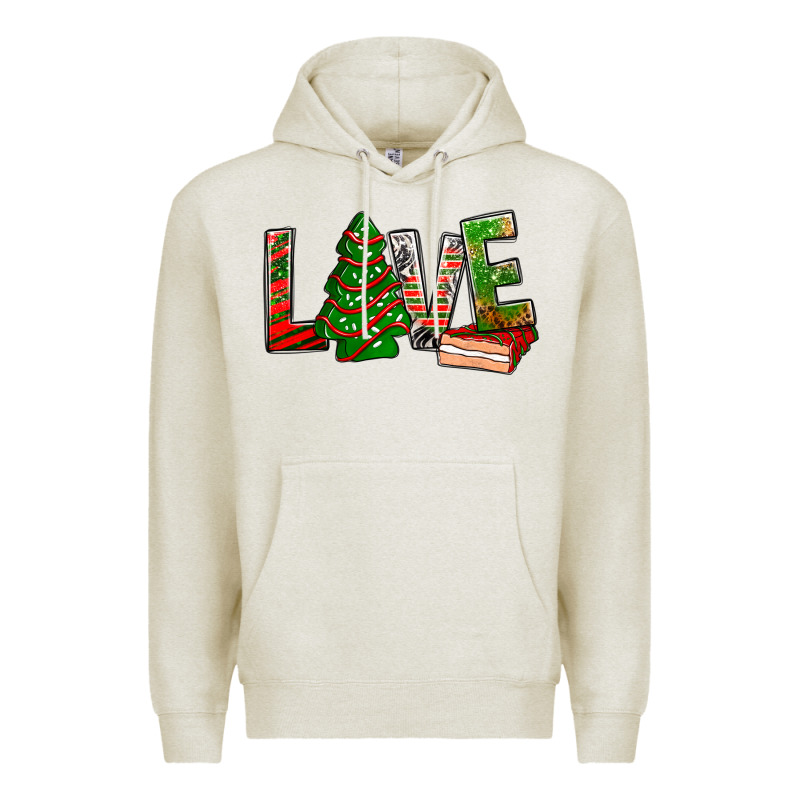 Love Christmas Tree Cake Premium Hoodie by NancyCooperArtShop | Teevron