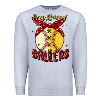 Heather Grey busy raising ballers malia Premium Sweatshirt - MaliasSmallBusiness