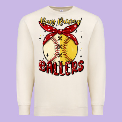 Busy Raising Ballers Malia Premium Sweatshirt Designed By Maliassmallbusiness