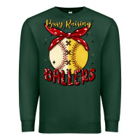 Sports Green busy raising ballers malia Premium Sweatshirt - MaliasSmallBusiness