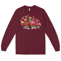 Burgundy valentine's day truck photography love side view Long Sleeve Tee - FaDigitalArtStudio
