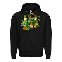 Black st patricks gnomes  with farm truck Zipper Hoodie - AdoDesignShop