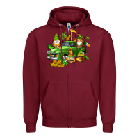Burgundy st patricks gnomes  with farm truck Zipper Hoodie - AdoDesignShop