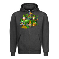 Charcoal Heather st patricks gnomes  with farm truck Zipper Hoodie - AdoDesignShop