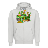 Dove Grey st patricks gnomes  with farm truck Zipper Hoodie - AdoDesignShop