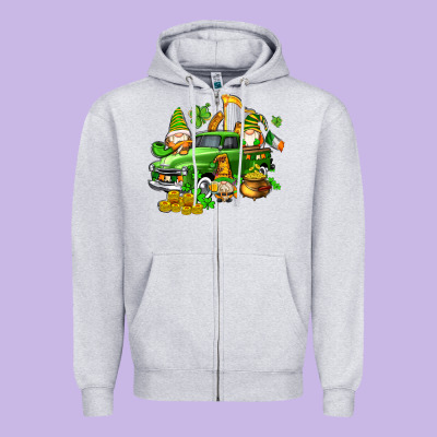 St Patricks Gnomes  With Farm Truck Zipper Hoodie Designed By Adodesignshop
