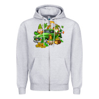 Heather Grey st patricks gnomes  with farm truck Zipper Hoodie - AdoDesignShop