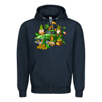 Navy st patricks gnomes  with farm truck Zipper Hoodie - AdoDesignShop
