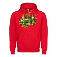 Red st patricks gnomes  with farm truck Zipper Hoodie - AdoDesignShop