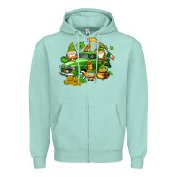 Seafoam st patricks gnomes  with farm truck Zipper Hoodie - AdoDesignShop