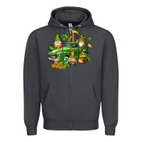 Smoke st patricks gnomes  with farm truck Zipper Hoodie - AdoDesignShop