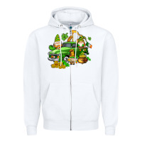 White st patricks gnomes  with farm truck Zipper Hoodie - AdoDesignShop