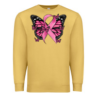 Antique Gold breast cancer ribbon  butterfly Premium Sweatshirt - MaliasSmallBusiness
