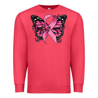 Cardinal breast cancer ribbon  butterfly Premium Sweatshirt - MaliasSmallBusiness