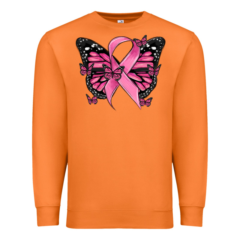 Breast Cancer Ribbon  Butterfly Premium Sweatshirt by MaliasSmallBusiness | Teevron