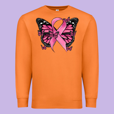 Breast Cancer Ribbon  Butterfly Premium Sweatshirt Designed By Maliassmallbusiness