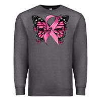 Charcoal Heather breast cancer ribbon  butterfly Premium Sweatshirt - MaliasSmallBusiness