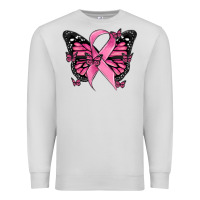 Dove Grey breast cancer ribbon  butterfly Premium Sweatshirt - MaliasSmallBusiness