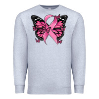 Heather Grey breast cancer ribbon  butterfly Premium Sweatshirt - MaliasSmallBusiness