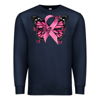 Navy breast cancer ribbon  butterfly Premium Sweatshirt - MaliasSmallBusiness
