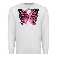 Oatmeal Heather breast cancer ribbon  butterfly Premium Sweatshirt - MaliasSmallBusiness