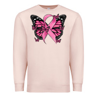 Pale Pink breast cancer ribbon  butterfly Premium Sweatshirt - MaliasSmallBusiness