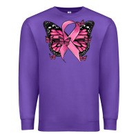Purple breast cancer ribbon  butterfly Premium Sweatshirt - MaliasSmallBusiness
