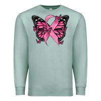 Seafoam breast cancer ribbon  butterfly Premium Sweatshirt - MaliasSmallBusiness