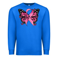 True Royal breast cancer ribbon  butterfly Premium Sweatshirt - MaliasSmallBusiness