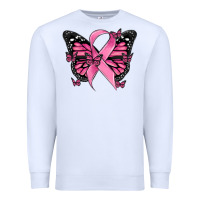 White breast cancer ribbon  butterfly Premium Sweatshirt - MaliasSmallBusiness