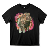 Black leopard baby hippo Heavy Core Tee - LillyAllenDesigns