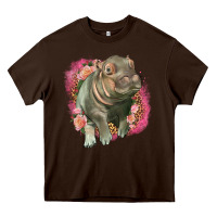 Chocolate Brown leopard baby hippo Heavy Core Tee - LillyAllenDesigns