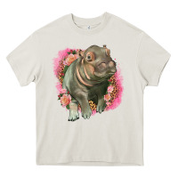 Cream leopard baby hippo Heavy Core Tee - LillyAllenDesigns