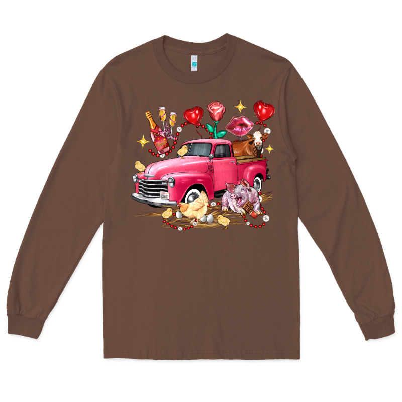Valentine's Day Truck Farm Animals Long Sleeve Tee by FaDigitalArtStudio | Teevron