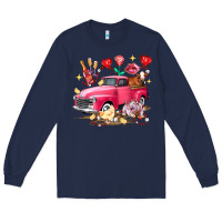 Navy valentine's day truck farm animals Long Sleeve Tee - FaDigitalArtStudio
