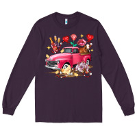 Plum valentine's day truck farm animals Long Sleeve Tee - FaDigitalArtStudio