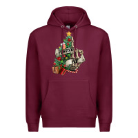 Burgundy Festive af Christmas middle finger Premium Hoodie - NancyCooperArtShop