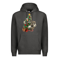 Charcoal Heather Festive af Christmas middle finger Premium Hoodie - NancyCooperArtShop