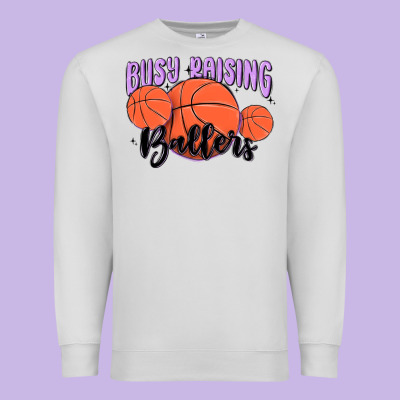 Busy Raising Ballers Premium Sweatshirt Designed By Maliassmallbusiness