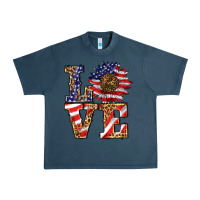 Midnight Navy patriotic sunflower love Urban Heavy Tee - BarkalooDesign